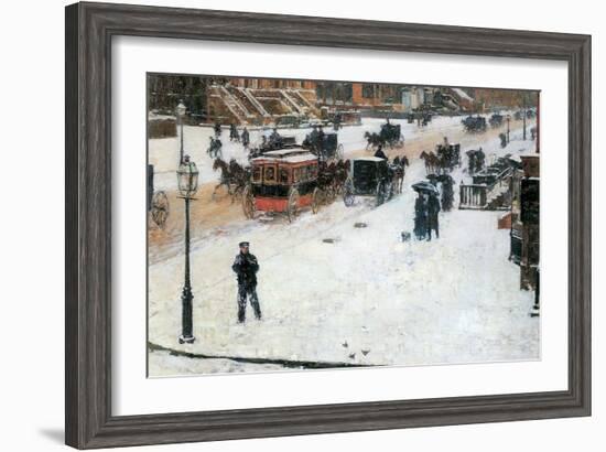 Fifth Avenue in Winter-Childe Hassam-Framed Art Print