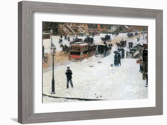 Fifth Avenue in Winter-Childe Hassam-Framed Art Print