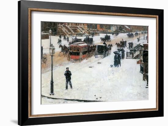 Fifth Avenue in Winter-Childe Hassam-Framed Art Print