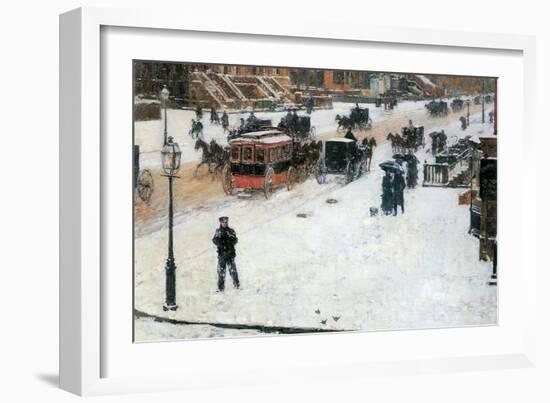 Fifth Avenue in Winter-Childe Hassam-Framed Art Print