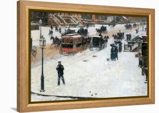 Fifth Avenue in Winter-Childe Hassam-Framed Stretched Canvas