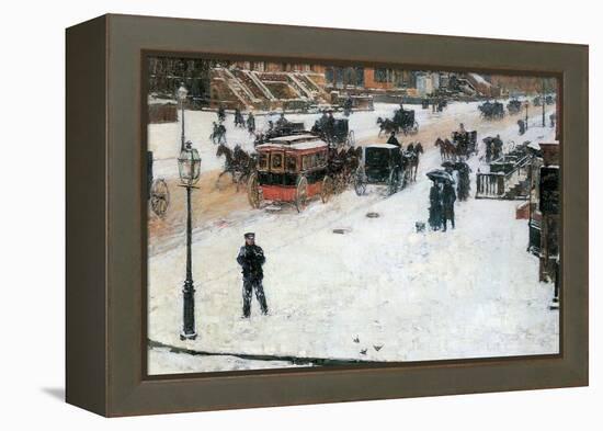 Fifth Avenue in Winter-Childe Hassam-Framed Stretched Canvas