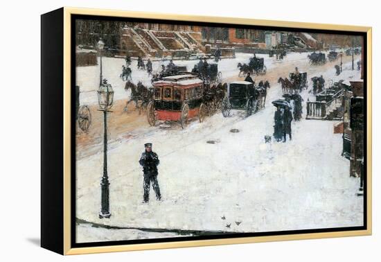 Fifth Avenue in Winter-Childe Hassam-Framed Stretched Canvas