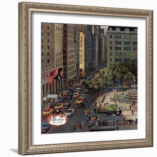 "Fifth Avenue," March 19, 1960-John Falter-Framed Giclee Print