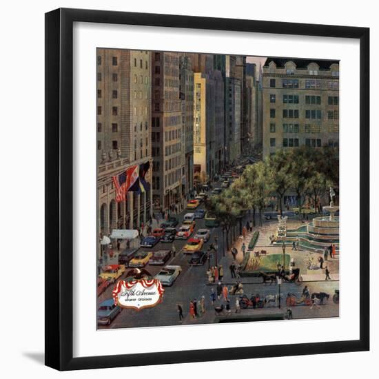 "Fifth Avenue," March 19, 1960-John Falter-Framed Giclee Print