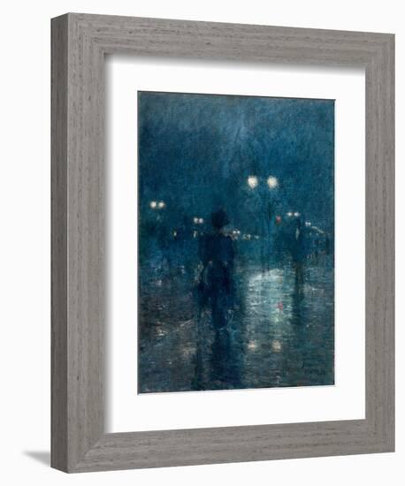 Fifth Avenue Nocturne, 1895, by Childe Hassam, 1859-1935, American impressionist painting,-Childe Hassam-Framed Art Print