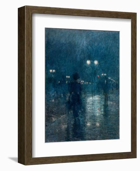 Fifth Avenue Nocturne, 1895, by Childe Hassam, 1859-1935, American impressionist painting,-Childe Hassam-Framed Art Print