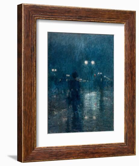 Fifth Avenue Nocturne, 1895, by Childe Hassam, 1859-1935, American impressionist painting,-Childe Hassam-Framed Art Print