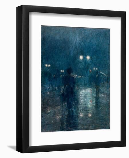 Fifth Avenue Nocturne, 1895, by Childe Hassam, 1859-1935, American impressionist painting,-Childe Hassam-Framed Art Print