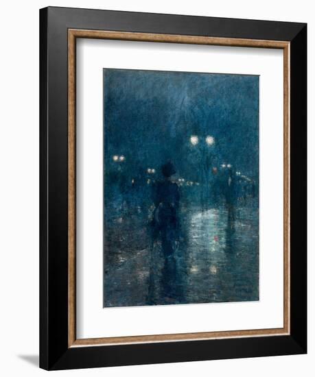 Fifth Avenue Nocturne, 1895, by Childe Hassam, 1859-1935, American impressionist painting,-Childe Hassam-Framed Art Print