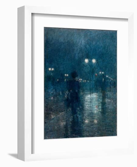 Fifth Avenue Nocturne, 1895, by Childe Hassam, 1859-1935, American impressionist painting,-Childe Hassam-Framed Art Print