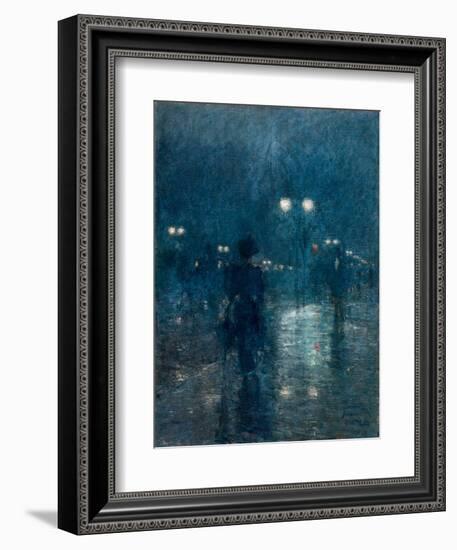 Fifth Avenue Nocturne, 1895, by Childe Hassam, 1859-1935, American impressionist painting,-Childe Hassam-Framed Art Print