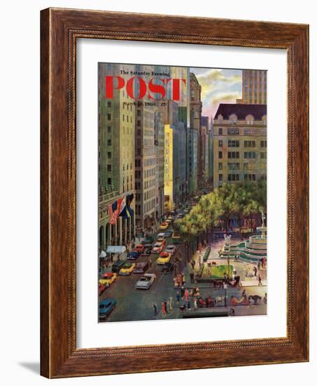 "Fifth Avenue," Saturday Evening Post Cover, March 19, 1960-John Falter-Framed Giclee Print