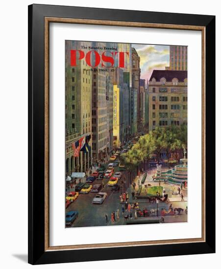 "Fifth Avenue," Saturday Evening Post Cover, March 19, 1960-John Falter-Framed Giclee Print