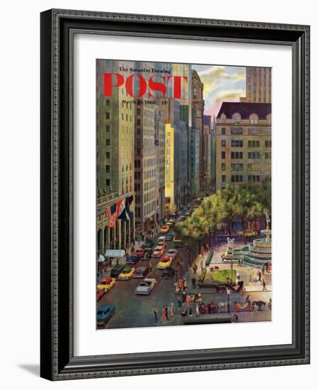 "Fifth Avenue," Saturday Evening Post Cover, March 19, 1960-John Falter-Framed Giclee Print