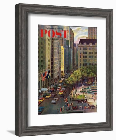 "Fifth Avenue," Saturday Evening Post Cover, March 19, 1960-John Falter-Framed Giclee Print