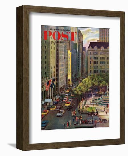 "Fifth Avenue," Saturday Evening Post Cover, March 19, 1960-John Falter-Framed Giclee Print