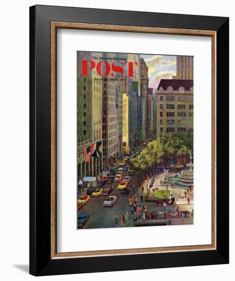 "Fifth Avenue," Saturday Evening Post Cover, March 19, 1960-John Falter-Framed Giclee Print