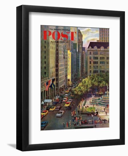 "Fifth Avenue," Saturday Evening Post Cover, March 19, 1960-John Falter-Framed Giclee Print