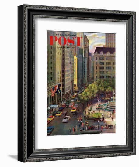 "Fifth Avenue," Saturday Evening Post Cover, March 19, 1960-John Falter-Framed Giclee Print