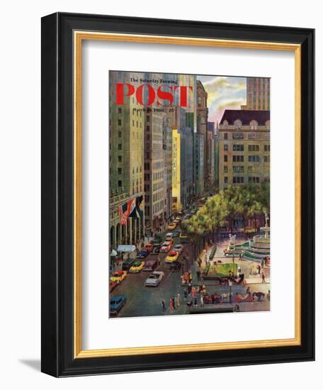 "Fifth Avenue," Saturday Evening Post Cover, March 19, 1960-John Falter-Framed Giclee Print