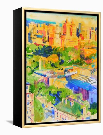 Fifth Avenue shadows over the Metropolitan-Peter Graham-Framed Premier Image Canvas