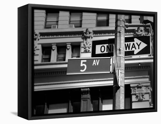 Fifth Avenue Sign 5 Th Av New York Manhattan USA Black & White-holbox-Framed Premier Image Canvas