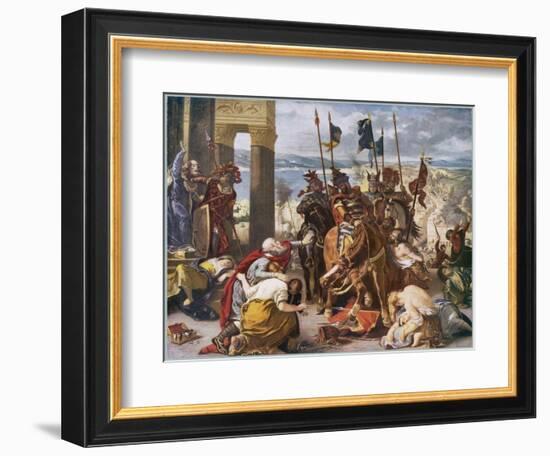 Fifth Crusade: The Crusaders Under Baudouin Take Constantinople-Eugene Delacroix-Framed Art Print