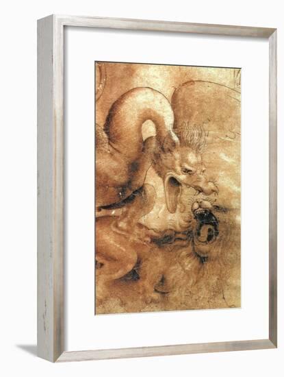 Fight Between a Dragon and a Lion, a Detail-Leonardo da Vinci-Framed Giclee Print