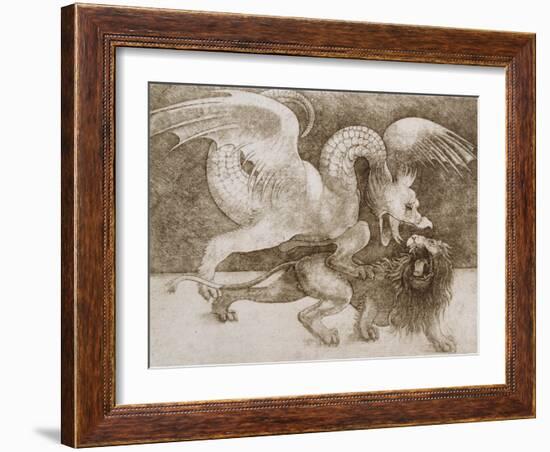 Fight Between a Dragon and a Lion-Leonardo da Vinci-Framed Giclee Print