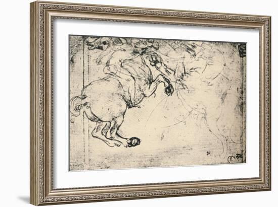 'Fight Between a Horseman and a Griffin', c1480 (1945)-Leonardo Da Vinci-Framed Giclee Print