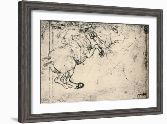 'Fight Between a Horseman and a Griffin', c1480 (1945)-Leonardo Da Vinci-Framed Giclee Print