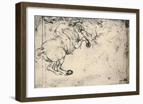 'Fight Between a Horseman and a Griffin', c1480 (1945)-Leonardo Da Vinci-Framed Giclee Print