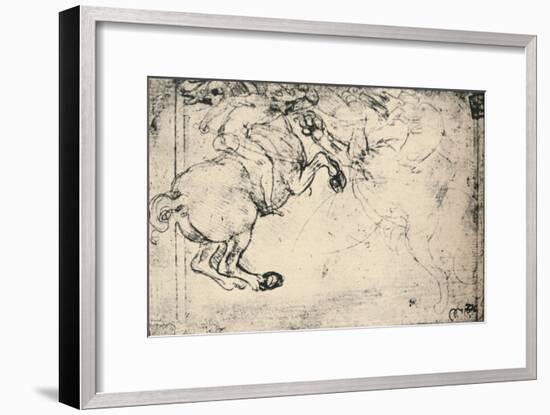 'Fight Between a Horseman and a Griffin', c1480 (1945)-Leonardo Da Vinci-Framed Giclee Print