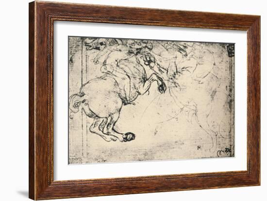 'Fight Between a Horseman and a Griffin', c1480 (1945)-Leonardo Da Vinci-Framed Giclee Print