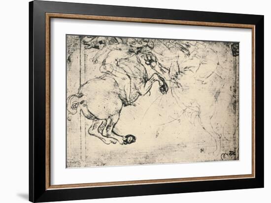 'Fight Between a Horseman and a Griffin', c1480 (1945)-Leonardo Da Vinci-Framed Giclee Print