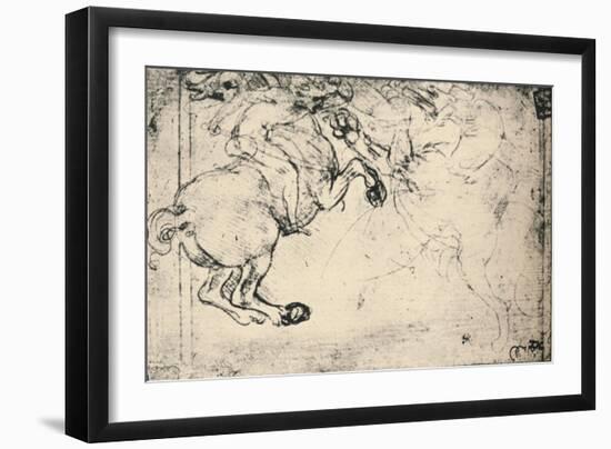 'Fight Between a Horseman and a Griffin', c1480 (1945)-Leonardo Da Vinci-Framed Giclee Print