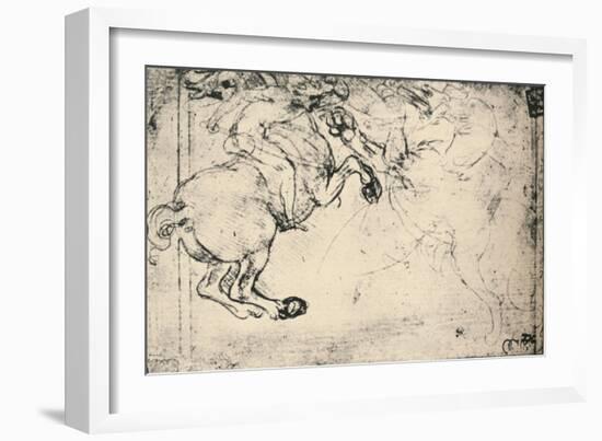 'Fight Between a Horseman and a Griffin', c1480 (1945)-Leonardo Da Vinci-Framed Giclee Print