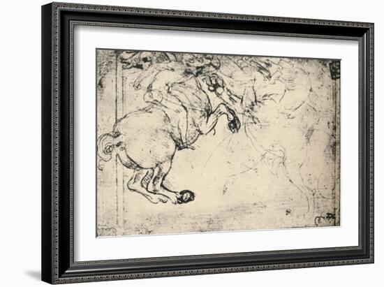 'Fight Between a Horseman and a Griffin', c1480 (1945)-Leonardo Da Vinci-Framed Giclee Print