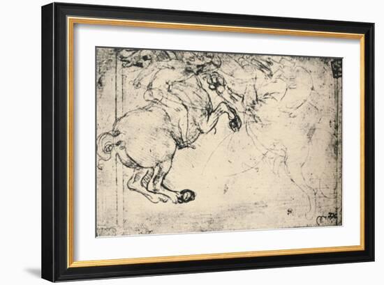 'Fight Between a Horseman and a Griffin', c1480 (1945)-Leonardo Da Vinci-Framed Giclee Print