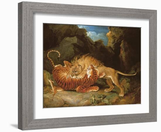 Fight Between a Lion and a Tiger, 1797-James Ward-Framed Giclee Print