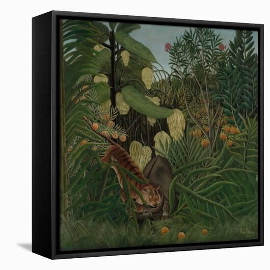 Fight between a Tiger and a Buffalo, 1908, by Henri Rousseau, 1844-1910, French painting,-Henri Rousseau-Framed Stretched Canvas