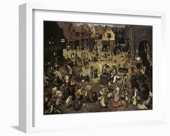 Fight Between Carnival and Lent, c.1559-Pieter Bruegel the Elder-Framed Giclee Print