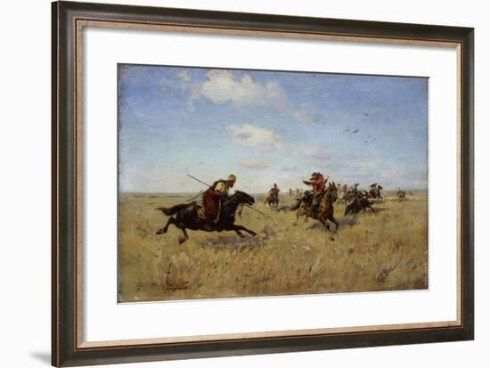 Fight Between Dnieper Cossacks and Tatars, 1892-Sergei Ivanovich Vasilkovsky-Framed Giclee Print