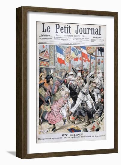 Fight Between French and Japanese Soldiers During the Russo-Japanese War, China, 1904-null-Framed Giclee Print