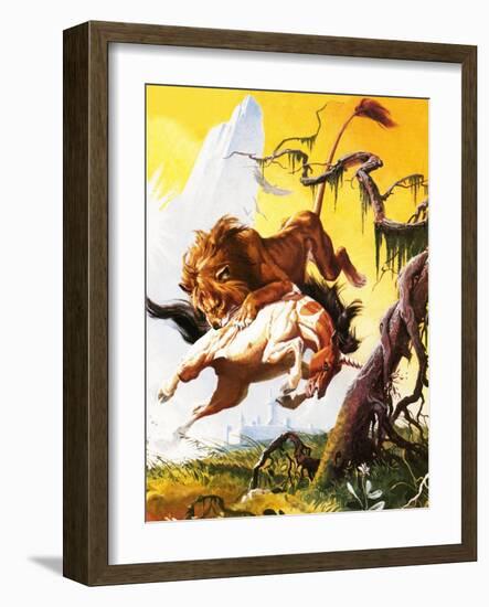 Fight Between Unicorn and Lion-Severino Baraldi-Framed Giclee Print