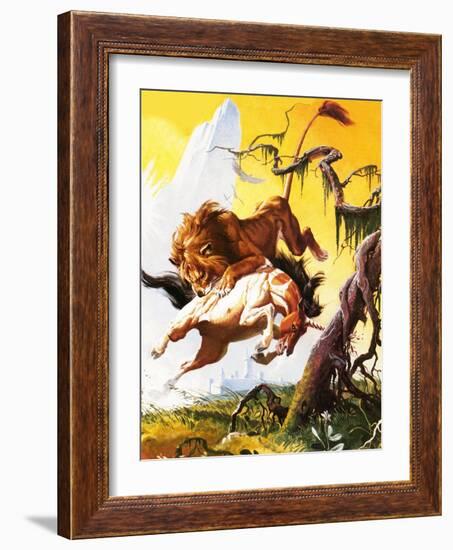 Fight Between Unicorn and Lion-Severino Baraldi-Framed Giclee Print