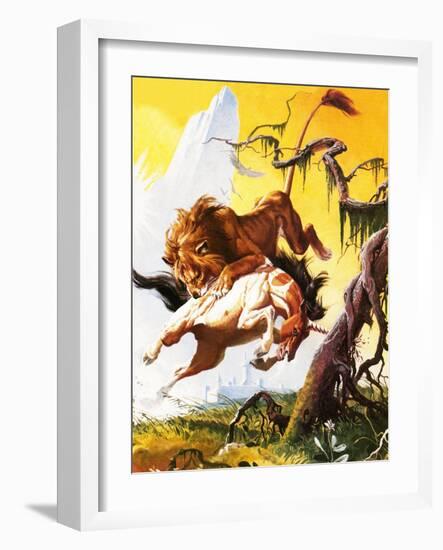 Fight Between Unicorn and Lion-Severino Baraldi-Framed Giclee Print