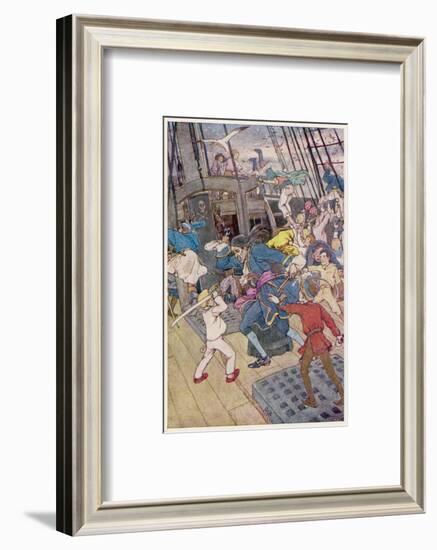 Fight Breaks out on Board the Pirate Ship-Alice B. Woodward-Framed Photographic Print