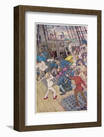 Fight Breaks out on Board the Pirate Ship-Alice B. Woodward-Framed Photographic Print